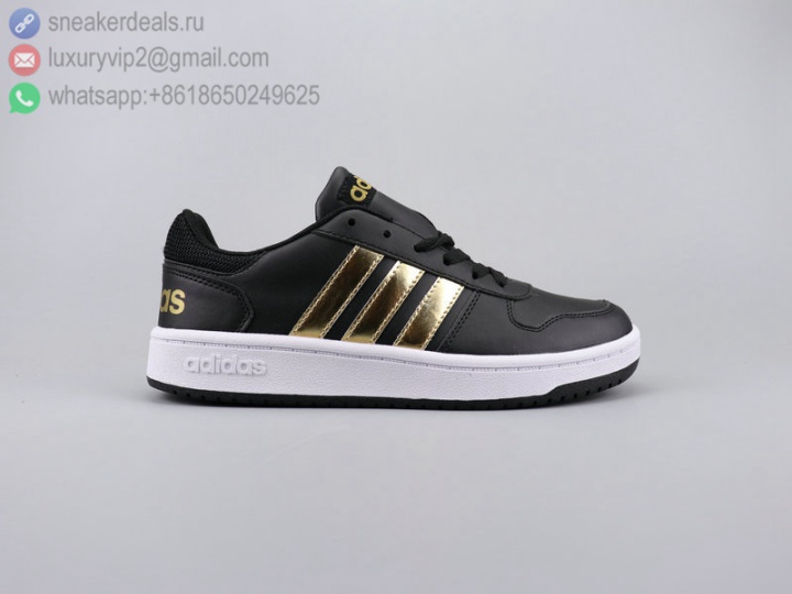 ADIDAS NEO HOOPS 2.0 BLACK GOLD LEATHER MEN SKATE SHOES